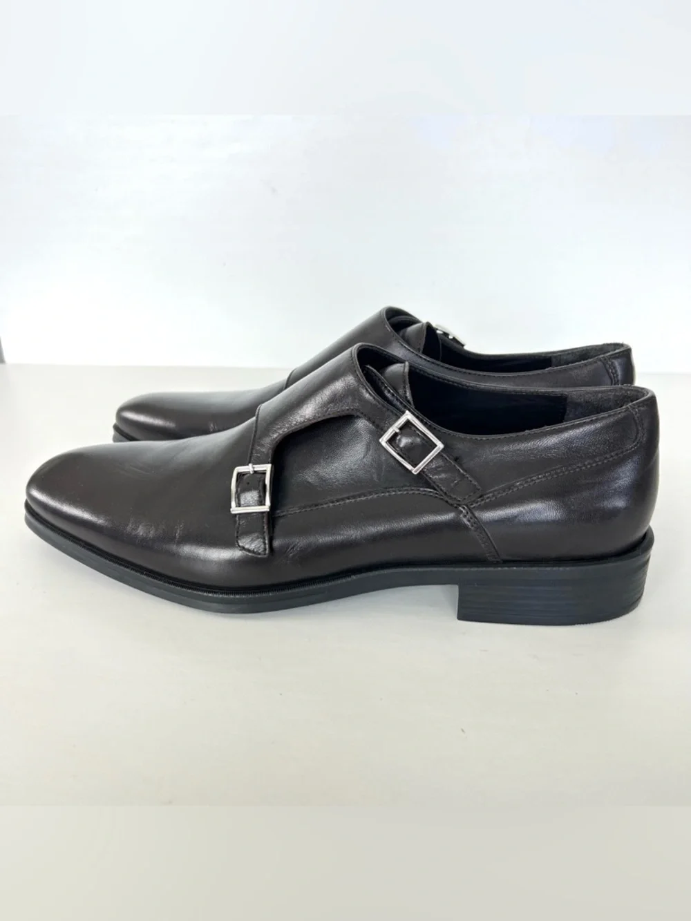 BRUNO MAGLI Paro Dark Brown Structured Buckle Strap Dress Shoes Oxford Sz 11 M